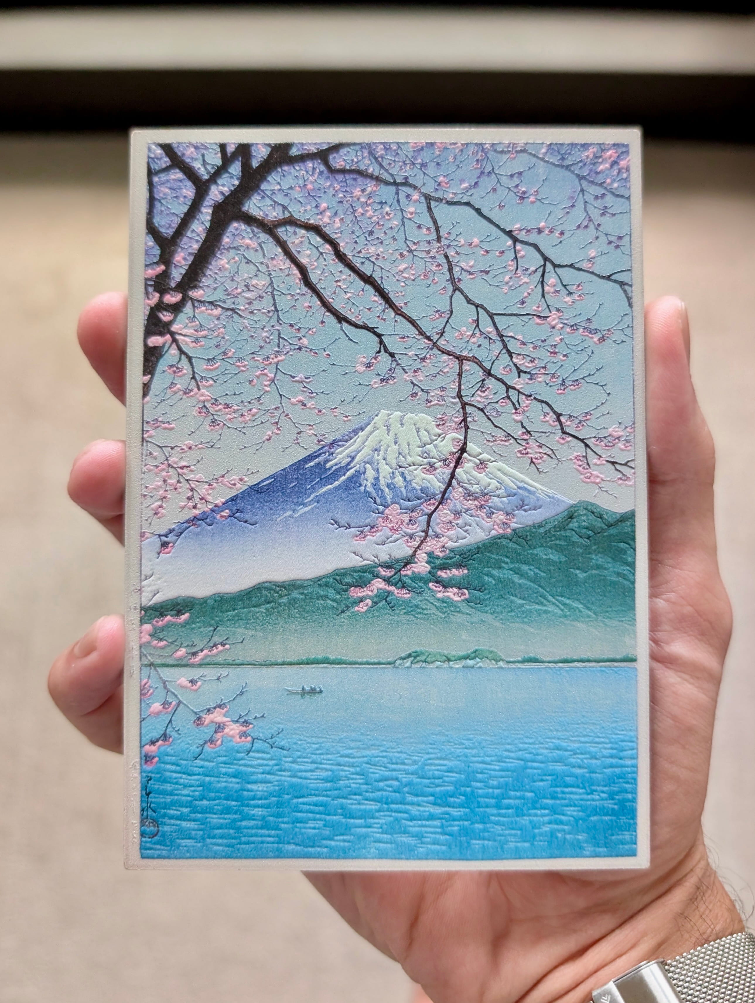 Wooden Postcard: "Kisho, Nishi-Izu" by Kawase Hasui